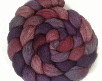 Handpainted Dark BFL Wool Roving - 4 oz. METEOR SHOWER - Spinning Fiber