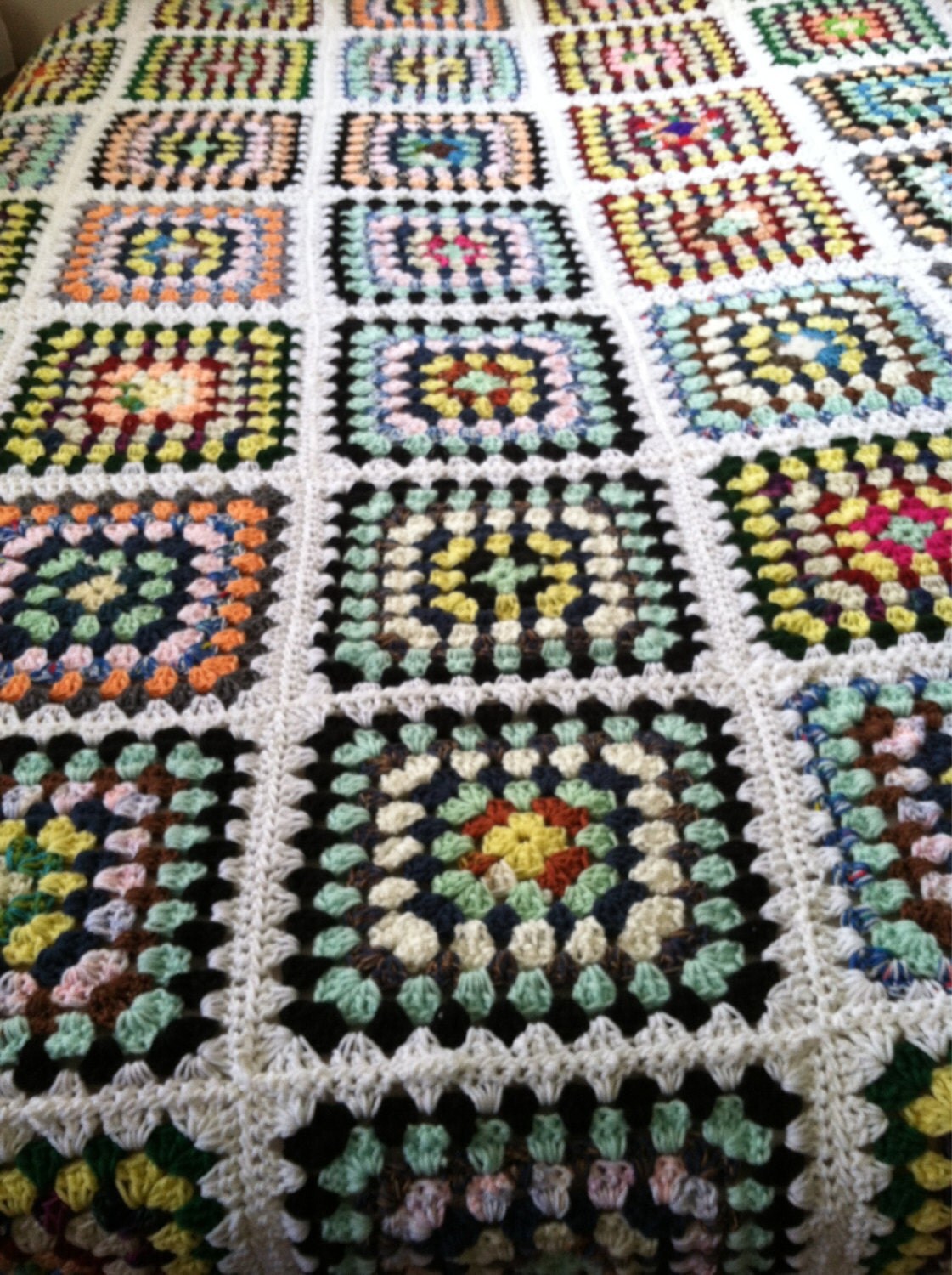 Sale Multi/ White Queen Crochet Blanket
