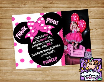 Personalized Pink Printable Minnie Mouse Thank you Card