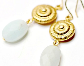 Items similar to Sea Glass Pale Sea Foam Pendant with Filigree Bell Cap