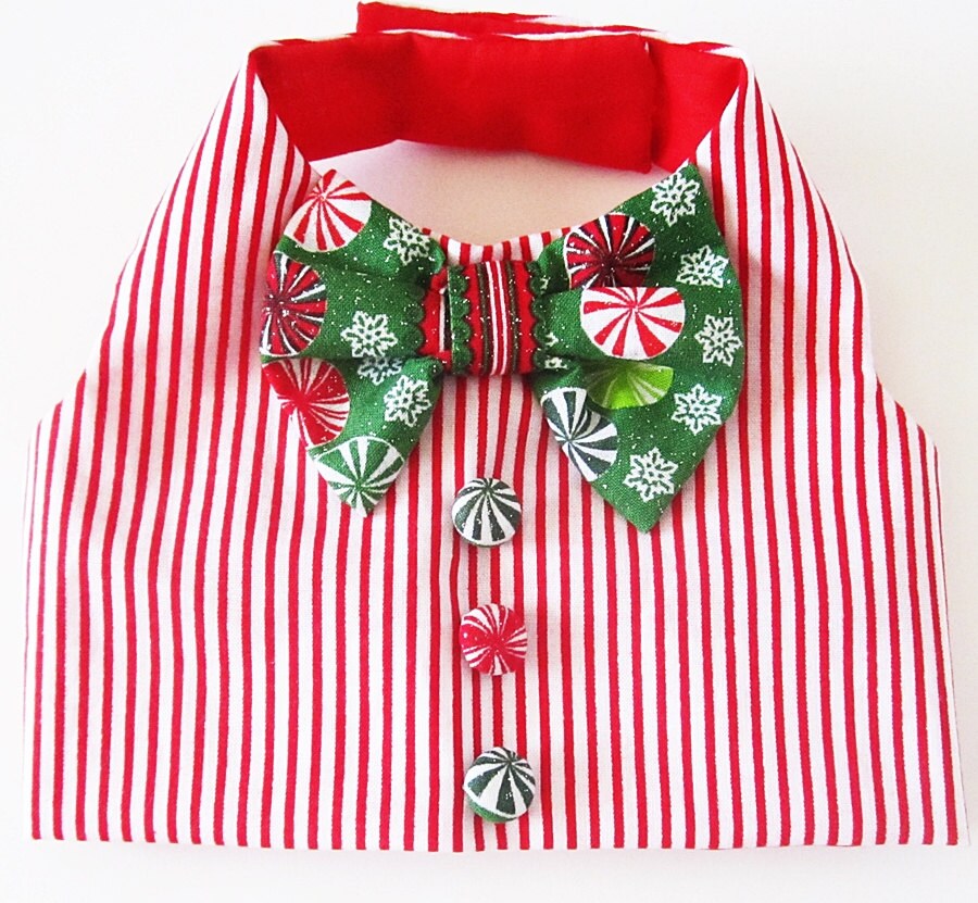 Dog Vest Holiday Boy Dog Clothes Red and White Stripe