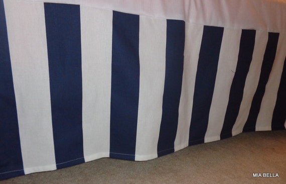 Navy / White Canopy Stripe Crib Skirt / Dust by ...