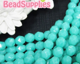 CZ-FP-03006, Czech Firepolish 6mm, Turquoise , 25 pcs