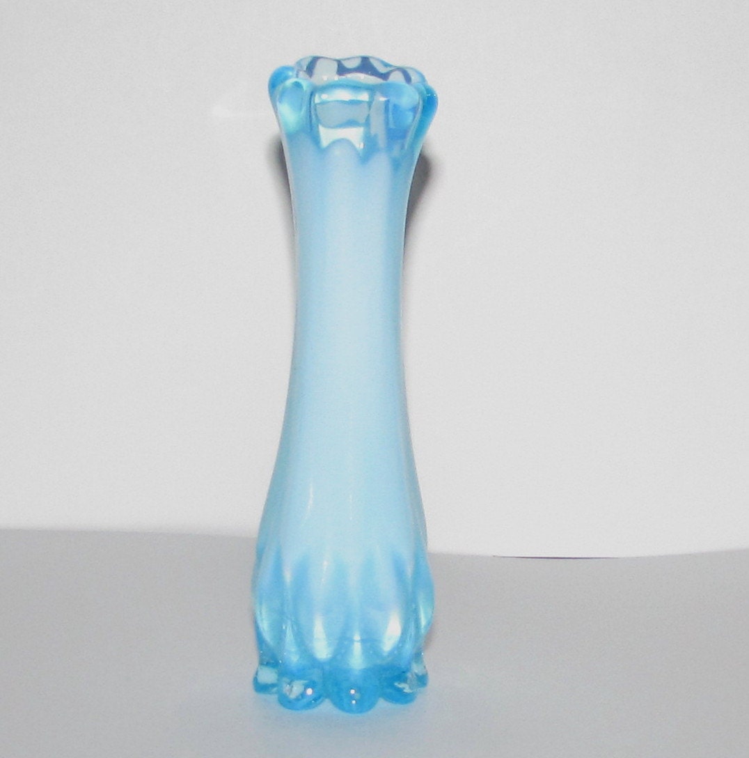 Vintage Fostoria Baby Blue Glass Small Bud Vase