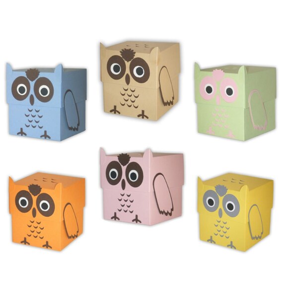 Owl Favor Gift Box Printable Color Template Digital PDF