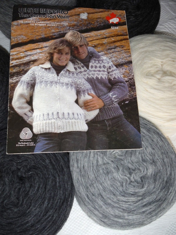 Cowichan Sweater Knitting Kit natural wool yarn Adult pattern supplies