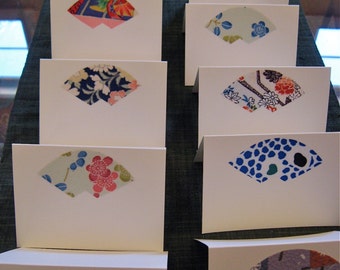 Kimono silk Japanese  greeting  cards  handmade 2 by KIMONOCARDS