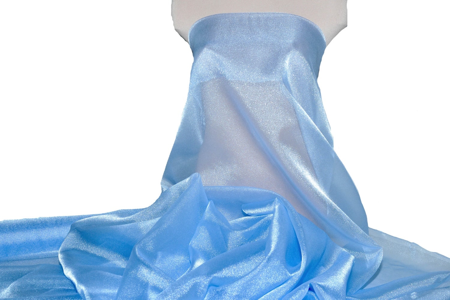 Sparkle Organza fabric Steel Blue 45 wide sheer