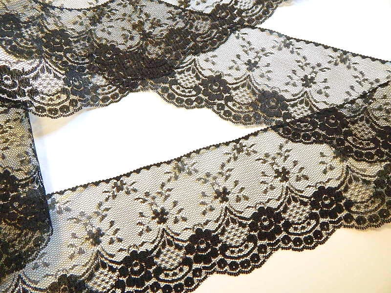 BLACK Lace Trim 4 INCHES WiDE 5 yds. Lace Trim Burlap