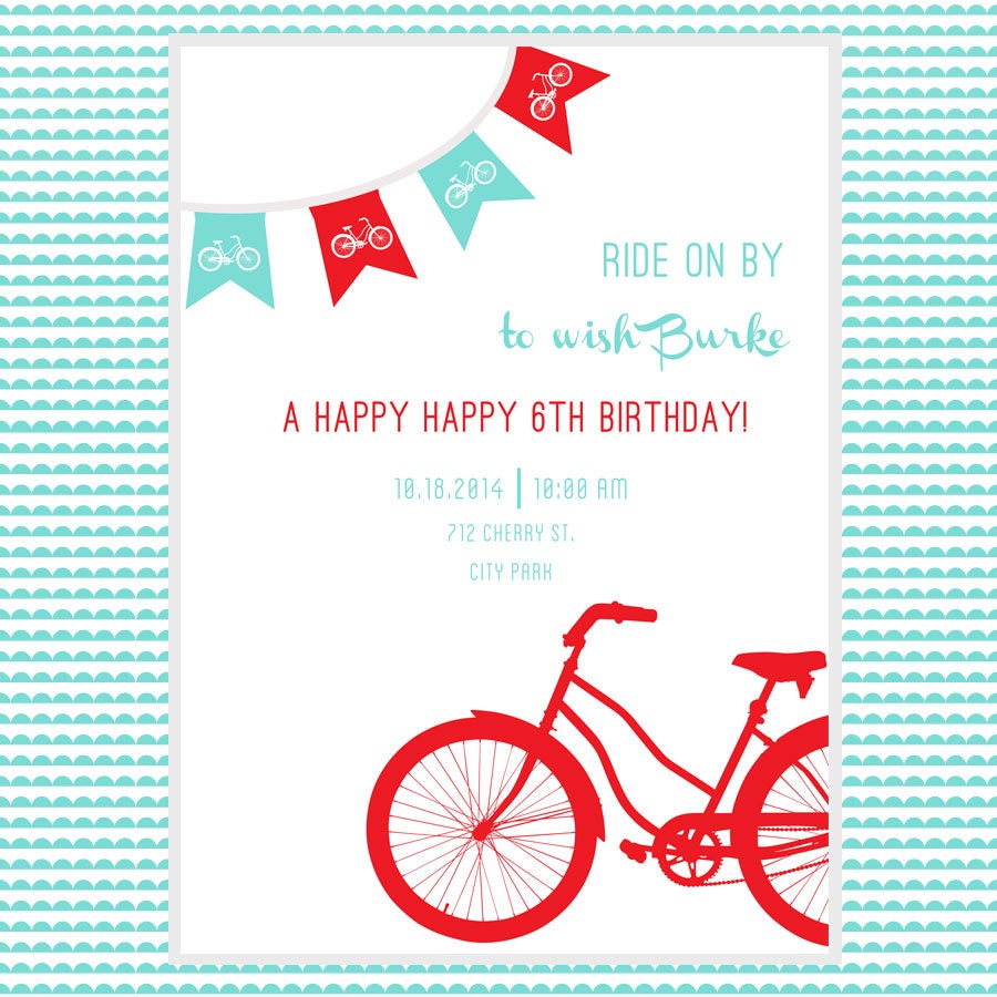 custom PRINTABLE bicycle party invitations for a by kojodesigns