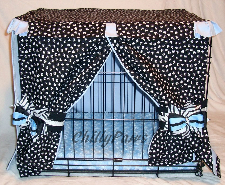 Dog Crate Cover Box Pleats and Bow Ties Cover and Pad