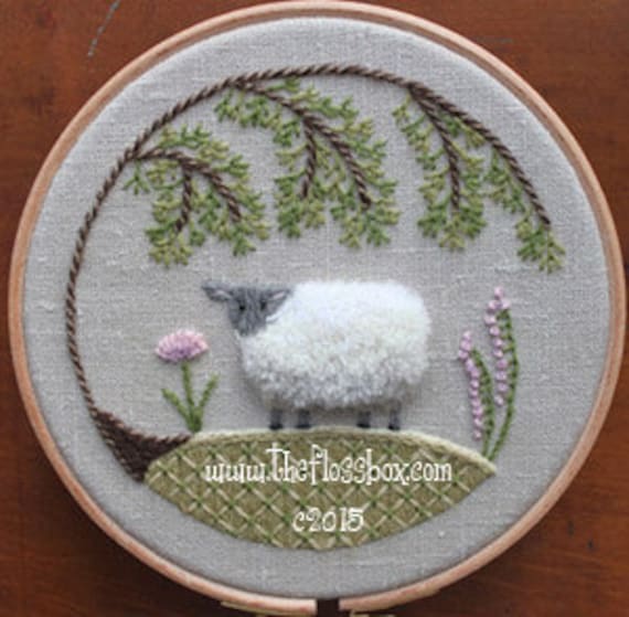 Sheep Crewel Embroidery Pattern and Kit