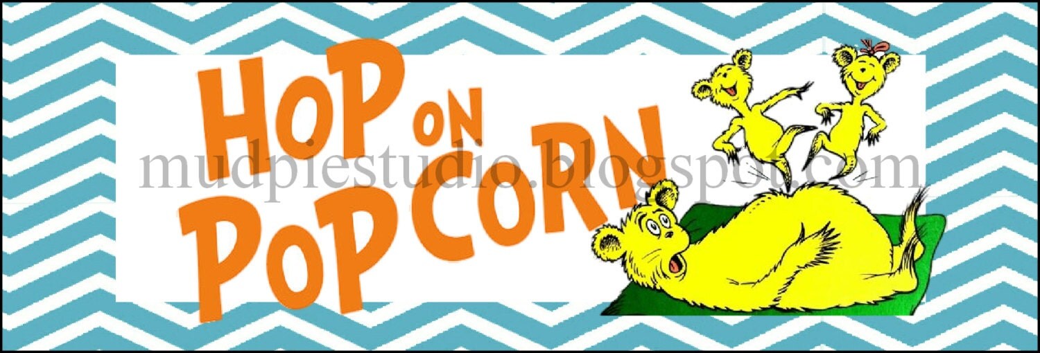 Dr. Seuss Suess Hop on Popcorn Tag Topper Label by themudpiestudio