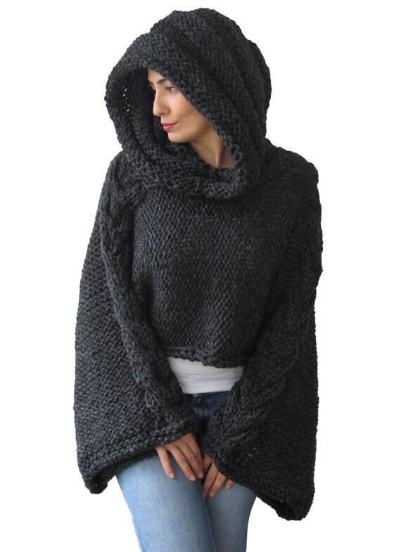 20% WINTER SALE Tweed Beige Angel Sweater Capalet with Hoodie