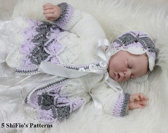 CROCHET PATTERN For Baby Bavarian St Matinee Jacket & Hat in 5 Sizes PDF 177 Digital Download