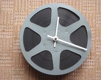 Movie Reel Clock - FREE SHIPPING - Film Buff - Showtime - Repurposed and Upcycled Home Decor - 7" Diameter -