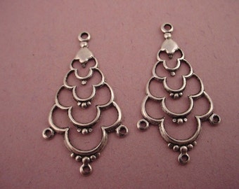 4 silver ox open cut art nouveau triple cascade charms chandelier 37mm