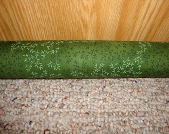 Door Draft Stopper Filled with Fragrant Balsam - Standard 2" X 38" - Forest Green Leaves - Made in USA