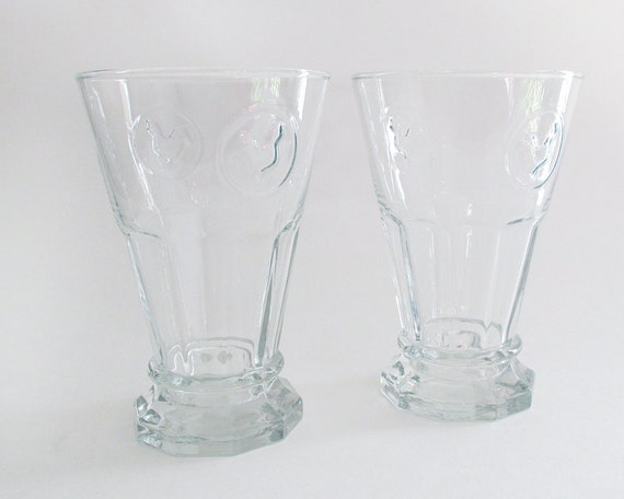 Vintage Rooster Glass Drinking Glasses Mugs At Silversnow Antiques