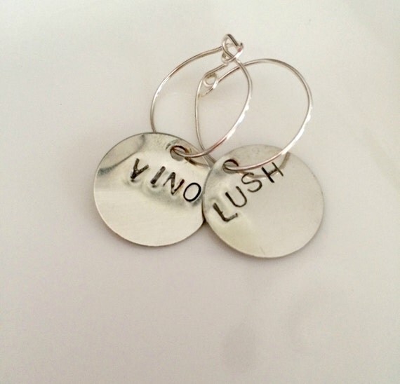 Items Similar To Silver Hand Stamped Personalized Wine Charms Under 50 Wedding T On Etsy
