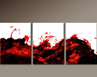 3pc Abstract Art Painting on Canvas 48x20 Original Contemporary art Paintings by Destiny Womack - dWo - SALE