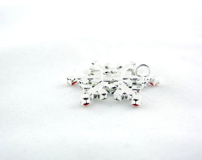 Rhinestone Snowflake Pendant with Red and Green Accents