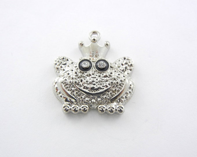 Textured Silver-tone Frog Prince Charm