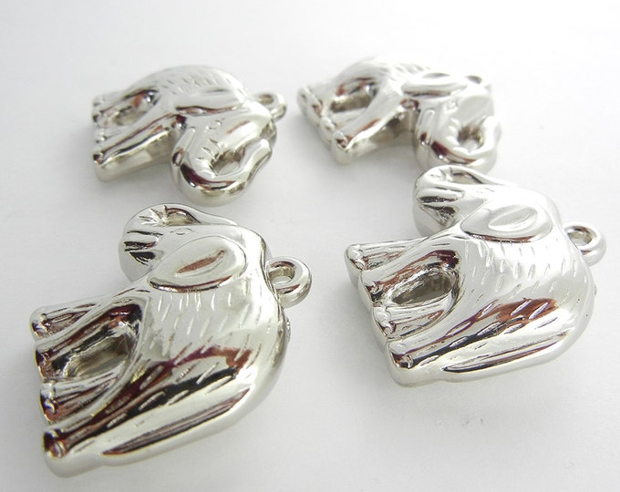 Set of 4 Large Dimensional Metallic Acrylic Elephant Charms