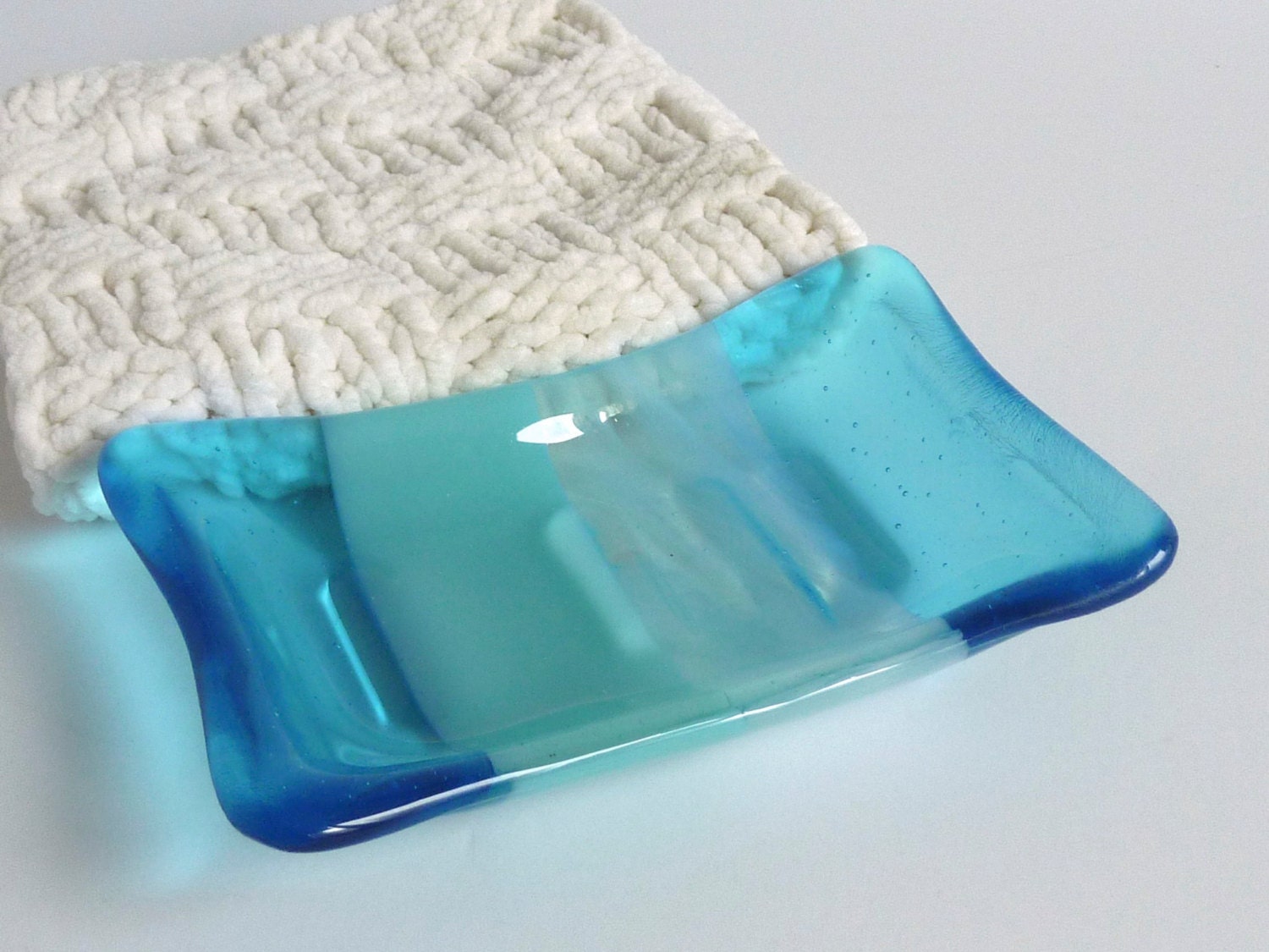 Fused Glass Soap Dish in Turquoise by bprdesigns on Etsy