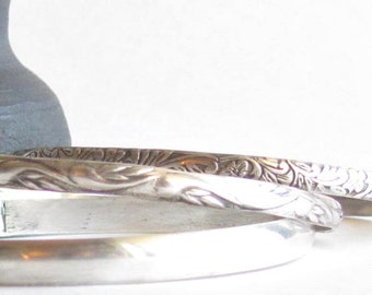 Sterling Silver Bangle Bracelets - Set of Three Bangles - Mother's Day Gift