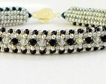 yellow gold crystal beadwork tennis bracelet by beadnurse on Etsy