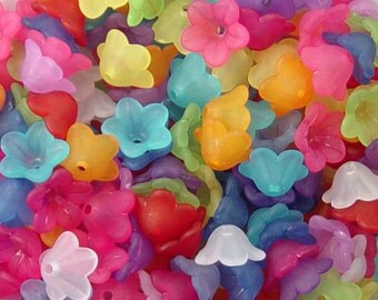 Acrylic Bead 100 Bell Daisy Lily Flower 5-Petal Frosted 13mm x 7mm (1015luc13m6)
