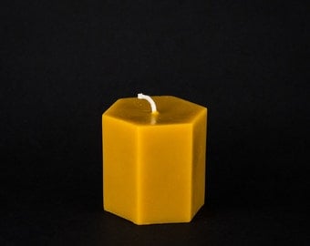 Pure Beeswax Pillar Candle - Hexagon Pillar - 3 in. x 3 in. tall