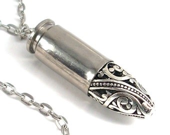 Silver Filigree Bullet Necklace - Hippie Jewelry - Eco-Friendly