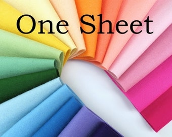 Wool Felt, One Sheet, Choice of Two Sizes, Merino Wool Felt, Single Sheet, Sampler Sheet, Choose Any Color, Craft Felt, Doll Making Supply
