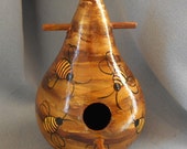 Hand Painted Bee Hive Art Gourd Bird House