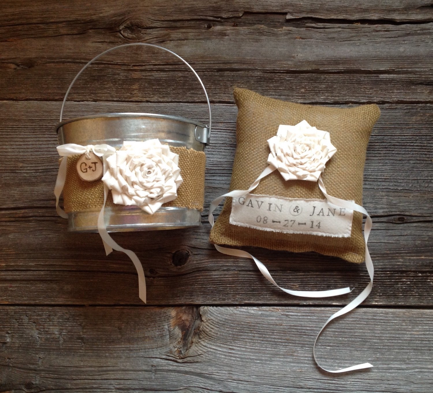 Personalized Ring Bearer Pillow and Personalized Flower Girl