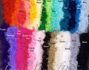 Curly Ostrich SOLID Feather Boa by the yard OR 1/2 yard