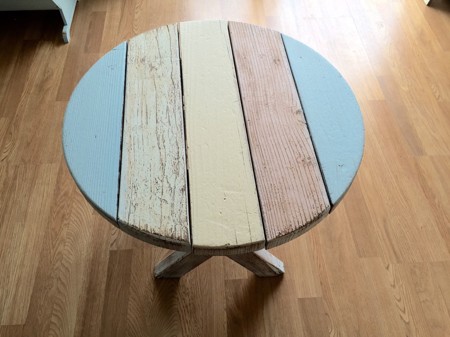 Shabby chic distressed end table rustic picnic outside table, Vintage entryway table,farmhouse