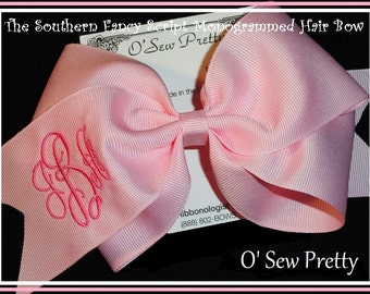 Personalized Hair Bows, Monogrammed hair bow, Southern Fancy Script Monogrammed Classic Bow, Monogrammed bows, Fancy monogram hair bows