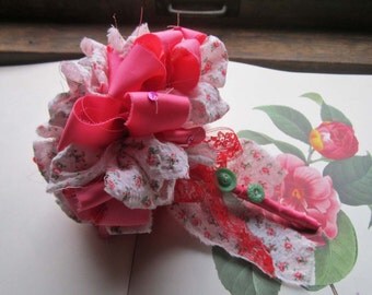 Vintage Fabric Flower Bouquet, Wedding Bouquet / Bridesmaid Bouquet, Flower Girl