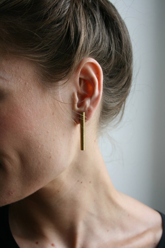 Items similar to Brass Bar Earrings on Etsy