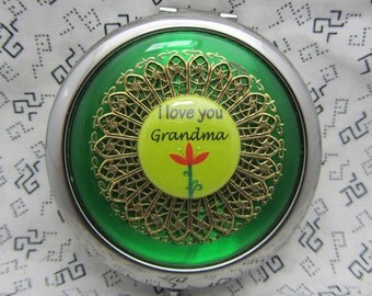 Compact Mirror Gift For Grandma Grandmother Gift I Love Grandma Comes With Protective Pouch