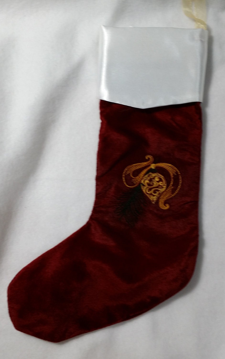 White velvet christmas stocking however