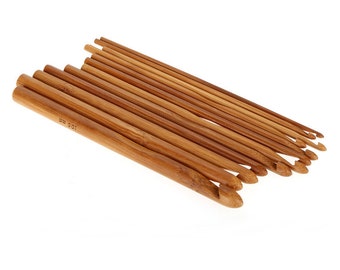 Crochet needles Set of 12 Sizes Bamboo Crochet Hooks 15cm (6 inches)