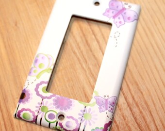 Lilac Butterfly Single Light Switch Cover Girls Bedroom Single Light Switch Cover LS0030