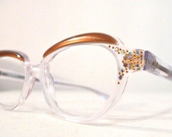 NOS Vintage Cat Eye Frame France SAlE Rhinestones / Eyeglasses. Sunglasses