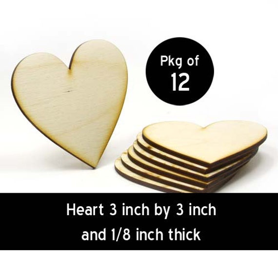 12 Heart 3 x 3 x 1/8 inch unfinished wood by MyLittleWoodShop2