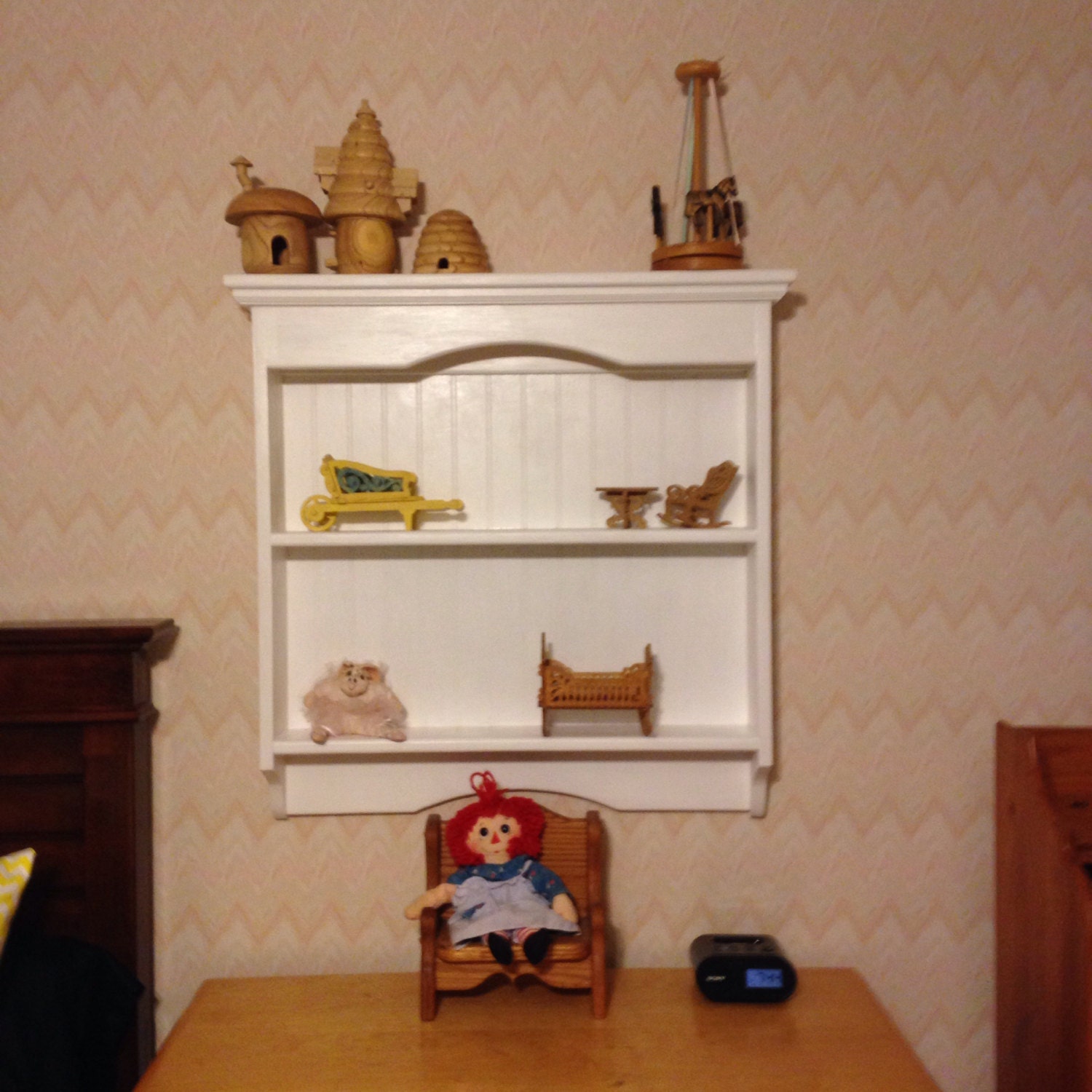 Display Rack Wood Knick Knack Wall Shelf Display Pine