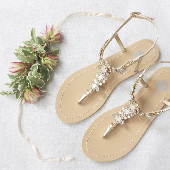 Something Blue Sole Wedding Shoes Sandals with gold Jewel
